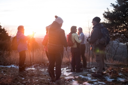 Scenic overlook at sunrise. Winter Solstice 2016 Hike by the Morris County Park Commission